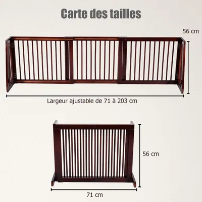GIANTEX Barrière de Sécurité Pliable en Bois de Pin pour Animaux