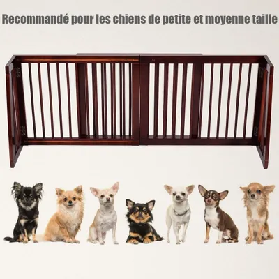 GIANTEX Barrière de Sécurité Pliable en Bois de Pin pour Animaux