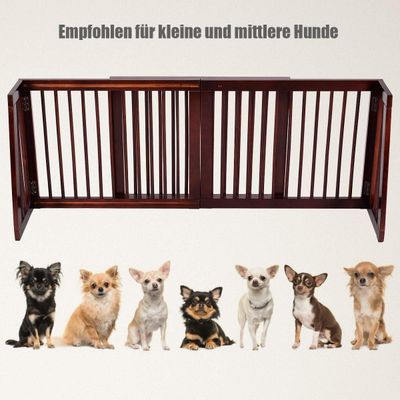 GIANTEX 3-Teiliges Kieferholz Absperrgitter 203x56cm Braun Für Kinder Tiere