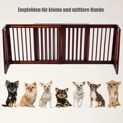 GIANTEX 3-Teiliges Kieferholz Absperrgitter 203x56cm Braun Für Kinder Tiere