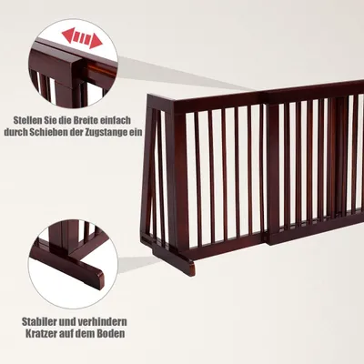 GIANTEX 3-Teiliges Kieferholz Absperrgitter 203x56cm Braun Für Kinder Tiere