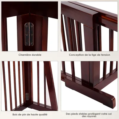 GIANTEX Barrière de Sécurité Pliable en Bois de Pin pour Animaux