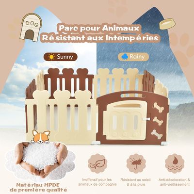GIANTEX Enclos pour Chiots 7 Panneaux - Doubles Ventouses & Piquets