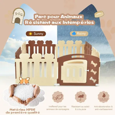 GIANTEX Enclos pour Chiots 7 Panneaux - Doubles Ventouses & Piquets