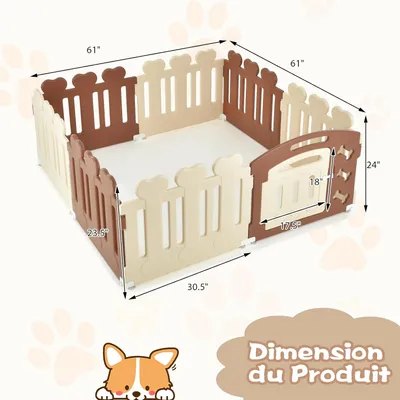 GIANTEX Enclos pour Chiots 7 Panneaux - Doubles Ventouses & Piquets