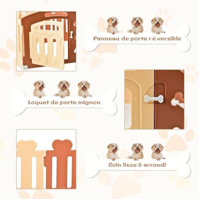 GIANTEX Enclos pour Chiots 7 Panneaux - Doubles Ventouses & Piquets