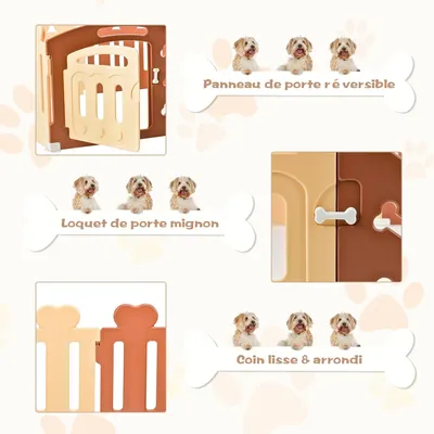 GIANTEX Enclos pour Chiots 7 Panneaux - Doubles Ventouses & Piquets