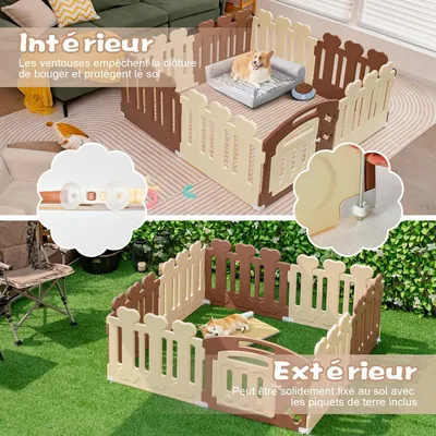 GIANTEX Enclos pour Chiots 7 Panneaux - Doubles Ventouses & Piquets