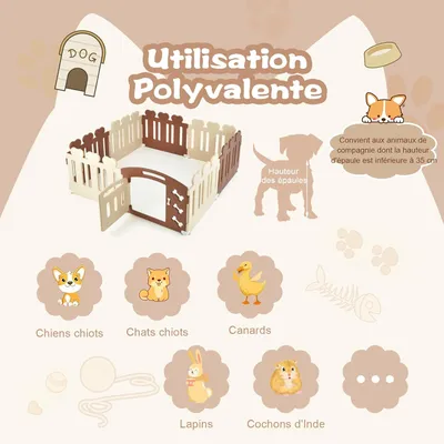 GIANTEX Enclos pour Chiots 7 Panneaux - Doubles Ventouses & Piquets