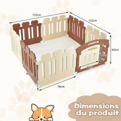 GIANTEX Enclos pour Chiots 7 Panneaux - Doubles Ventouses & Piquets