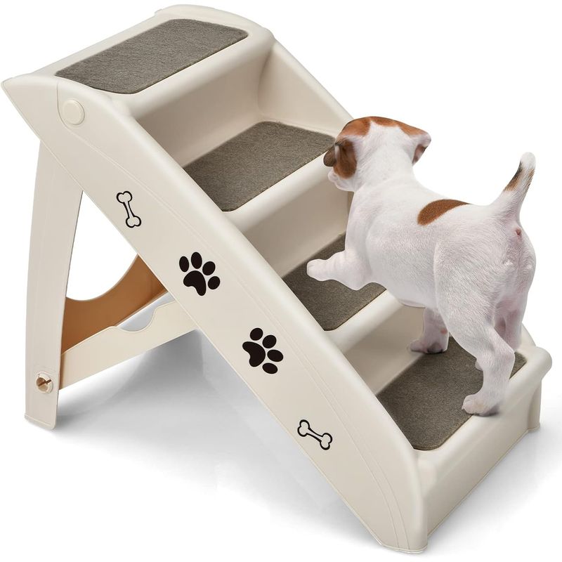 GIANTEX Klappbare 4-Stufen Tiertreppe Für Auto Bett Bis 60 Kg Belastbar