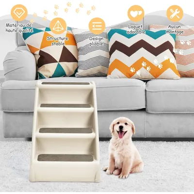 Giantex Escalier pour Chien Chat à 4 Marches en Plastique Patins en Feutre