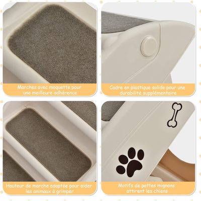 Giantex Escalier pour Chien Chat à 4 Marches en Plastique Patins en Feutre