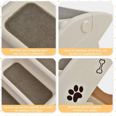 Giantex Escalier pour Chien Chat à 4 Marches en Plastique Patins en Feutre