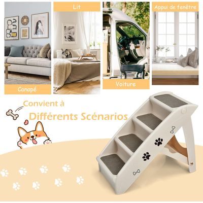 Giantex Escalier pour Chien Chat à 4 Marches en Plastique Patins en Feutre