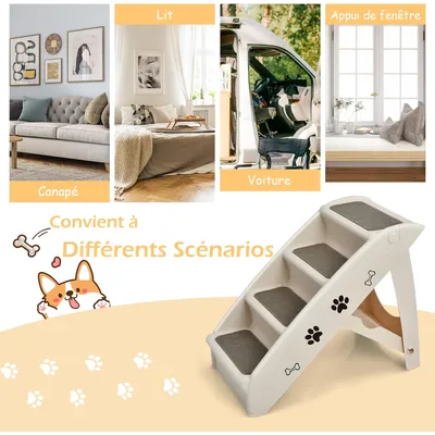 Giantex Escalier pour Chien Chat à 4 Marches en Plastique Patins en Feutre