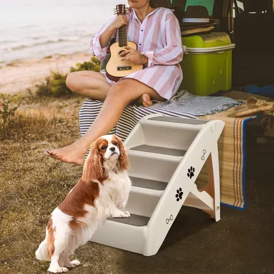 Giantex Escalier pour Chien Chat à 4 Marches en Plastique Patins en Feutre