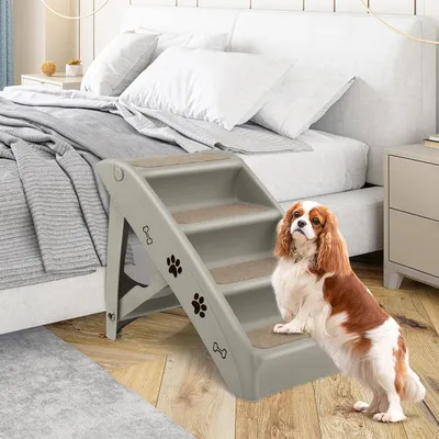 GIANTEX Escaliers Pliables 4 Marches en Plastique Patins en Feutre