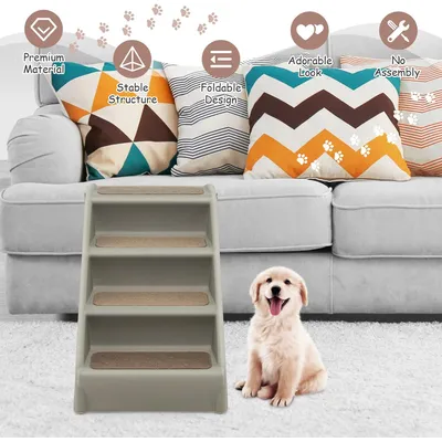 GIANTEX Escaliers Pliables 4 Marches en Plastique Patins en Feutre