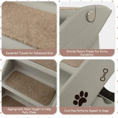 GIANTEX Escaliers Pliables 4 Marches en Plastique Patins en Feutre