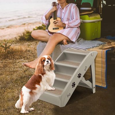 Giantex Escalier pour Chien Chat à 4 Marches en Plastique Patins en Feutre