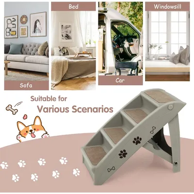 GIANTEX Escaliers Pliables 4 Marches en Plastique Patins en Feutre