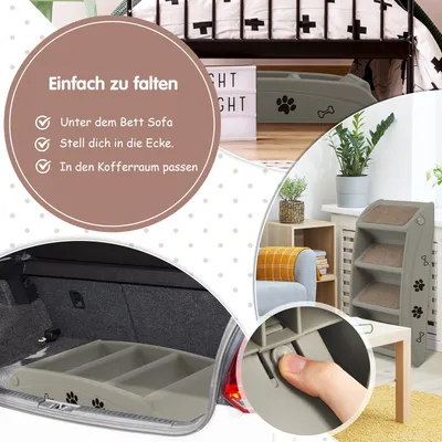 GIANTEX Klappbare 4-Stufen Tiertreppe Für Auto Bett Bis 60 Kg Belastbar GIANTEX Klappbare 4-Stufen Tiertreppe Für Auto Bett Bis 60 Kg Belastbar