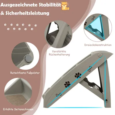GIANTEX Klappbare 4-Stufen Tiertreppe Für Auto Bett Bis 60 Kg Belastbar GIANTEX Klappbare 4-Stufen Tiertreppe Für Auto Bett Bis 60 Kg Belastbar