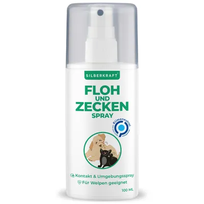 SILBERKRAFT Spray anti-puces et tiques pour chiens et chats