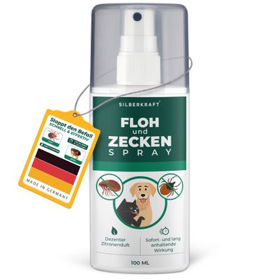 SILBERKRAFT Spray anti-puces et tiques pour chiens et chats