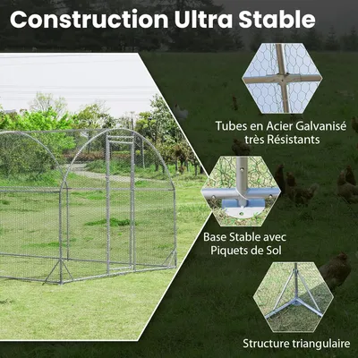 GIANTEX Enclos Poulailler Extérieur en Métal Galvanisé - Housse Imperméable