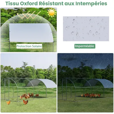GIANTEX Enclos Poulailler Extérieur en Métal Galvanisé - Housse Imperméable