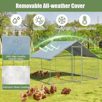 GIANTEX Poulailler en Métal avec Toiture Étanche et Résistant au UV