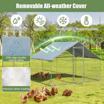 GIANTEX Poulailler en Métal avec Toiture Étanche et Résistant au UV