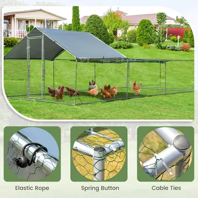 GIANTEX Poulailler en Métal avec Toiture Étanche et Résistant au UV