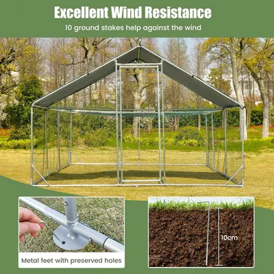 GIANTEX Poulailler en Métal avec Toiture Étanche et Résistant au UV