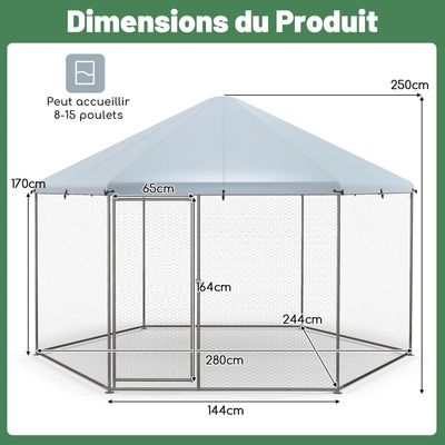 GIANTEX Cage Hexagonale pour Volaille - Housse étanche - pour l’extérieur