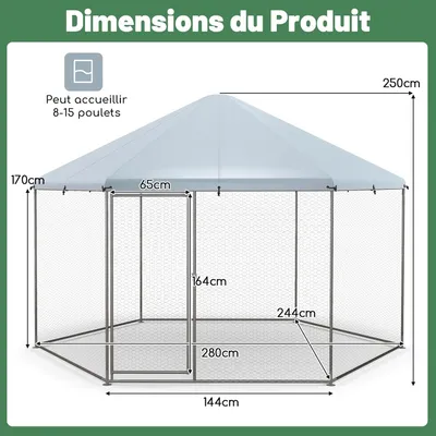 GIANTEX Cage Hexagonale pour Volaille - Housse étanche - pour l’extérieur