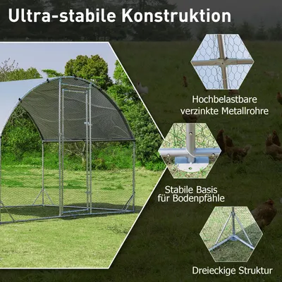 GIANTEX Stahl-Kleintierstall Mit Dach Schloss Für Hühner Kaninche