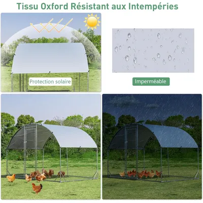 GIANTEX Grand Poulailler en Métal, avec Toit Résistant en Dôme