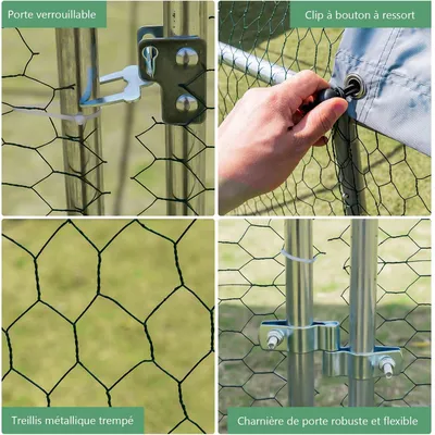 GIANTEX Grand Poulailler en Métal, avec Toit Résistant en Dôme