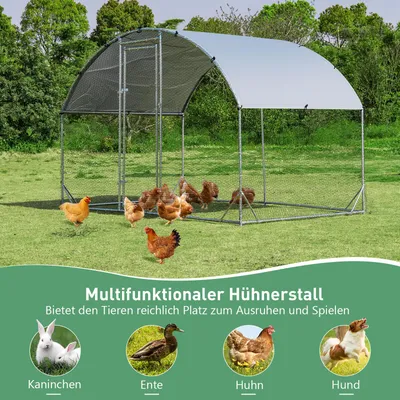 GIANTEX Stahl-Kleintierstall Mit Dach Schloss Für Hühner Kaninche