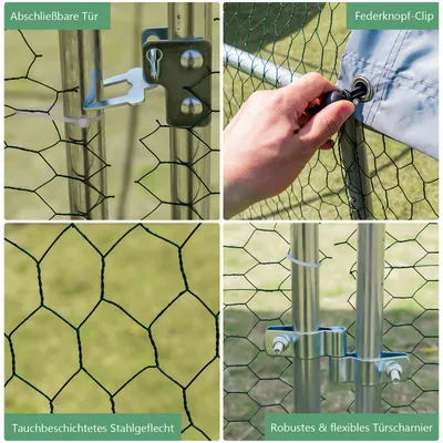 GIANTEX Stahl-Kleintierstall Mit Dach Schloss Für Hühner Kaninche