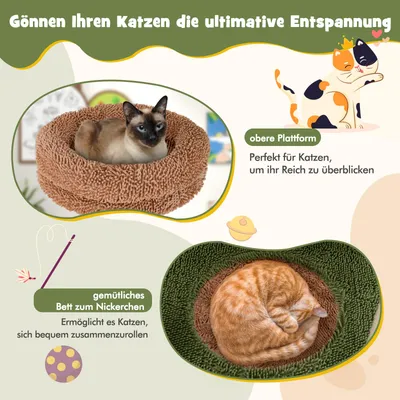 GIANTEX 152cm Katzenbaum Mit Sisalpfosten Hängematte Spiel GIANTEX 152cm Katzenbaum Mit Sisalpfosten Hängematte Spiel