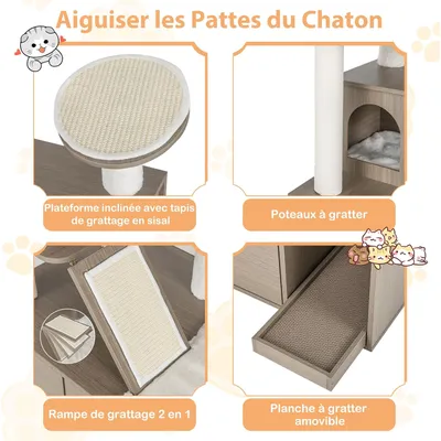Giantex Arbre à Chat 173cm avec Meuble Litière pour Chat,Griffoirs Giantex Arbre à Chat 173cm avec Meuble Litière pour Chat,Griffoirs