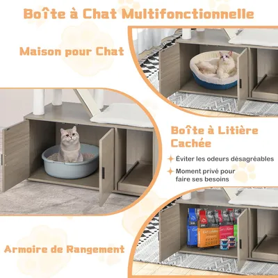 Giantex Arbre à Chat 173cm avec Meuble Litière pour Chat,Griffoirs Giantex Arbre à Chat 173cm avec Meuble Litière pour Chat,Griffoirs