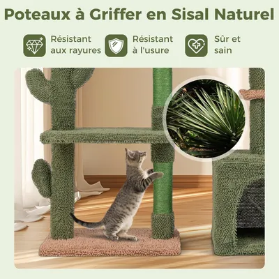 GIANTEX Arbre à Chat en Forme de Cactus 81cm - Centre d’Activités