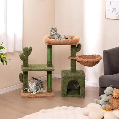 GIANTEX Arbre à Chat en Forme de Cactus 81cm - Centre d’Activités