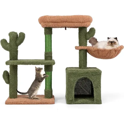 GIANTEX Arbre à Chat en Forme de Cactus 81cm - Centre d’Activités