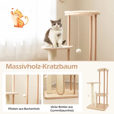 Giantex Kratzbaum Aus Holz, 112 cm, Mit Sisal-Kratzstange Giantex Kratzbaum Aus Holz, 112 cm, Mit Sisal-Kratzstange
